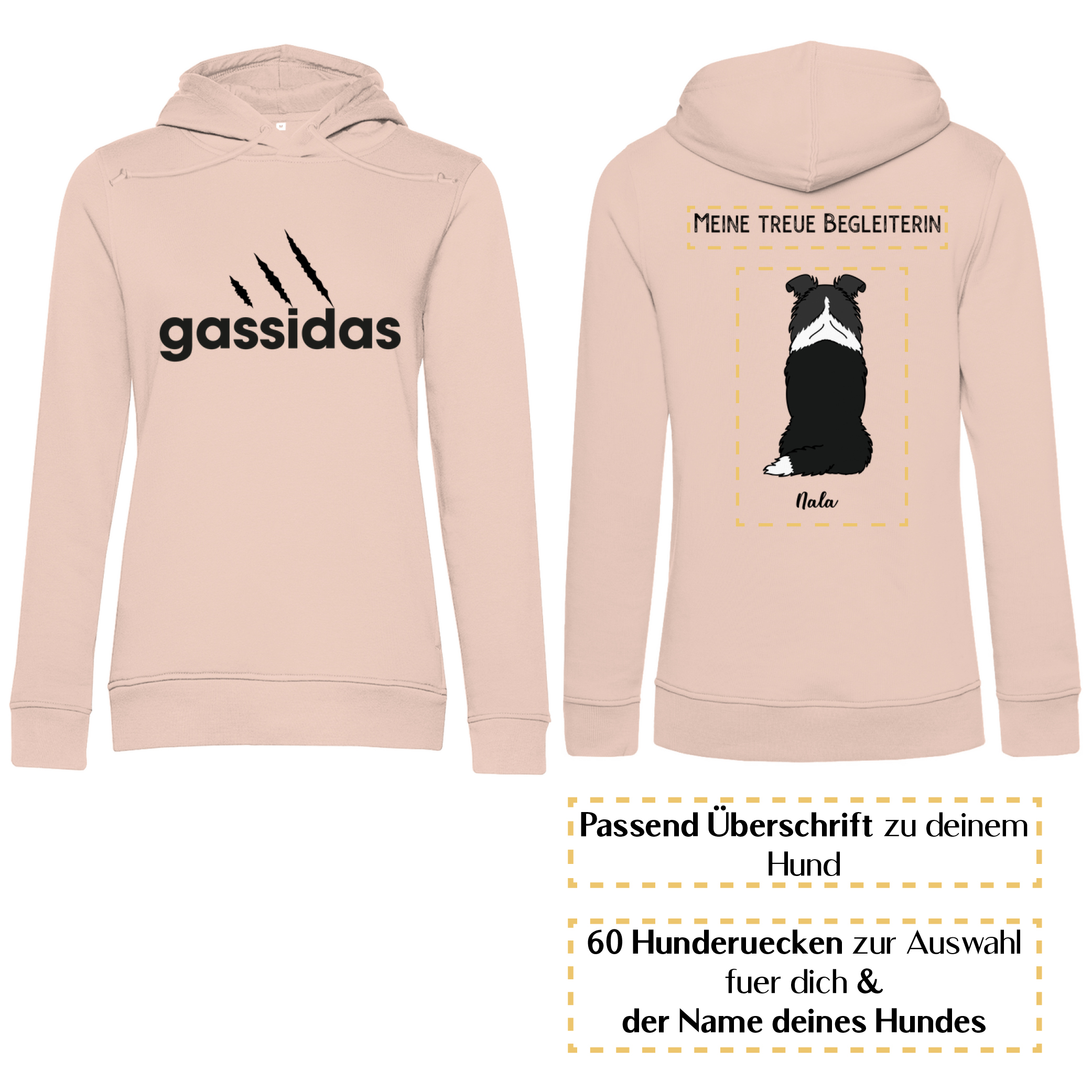 Gassidas basic modern schwarz – Hunderücken/ Damen Bio-Hoodie - Image 7