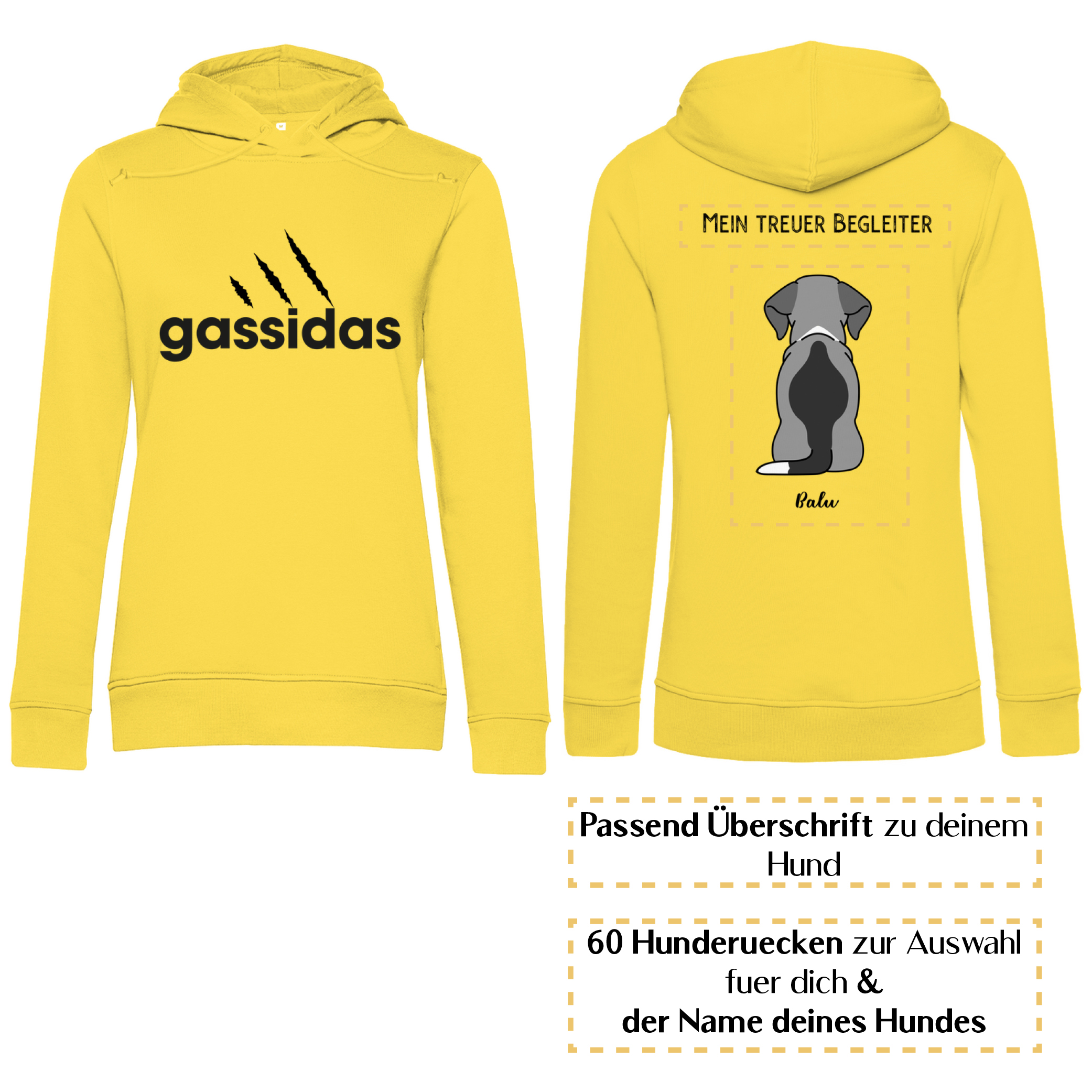 Gassidas basic modern schwarz – Hunderücken/ Damen Bio-Hoodie - Image 8