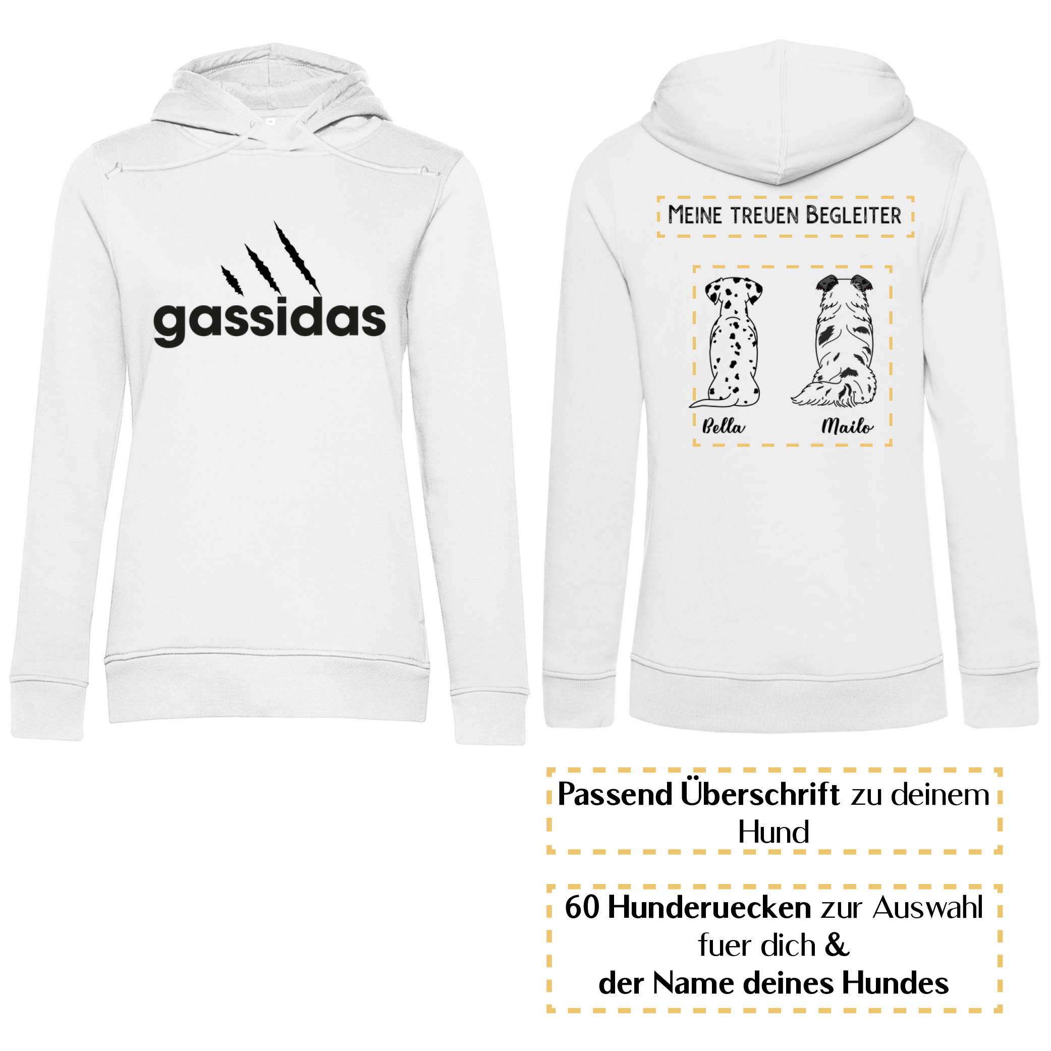 Gassidas basic modern schwarz – Hunderücken/ Damen Bio-Hoodie