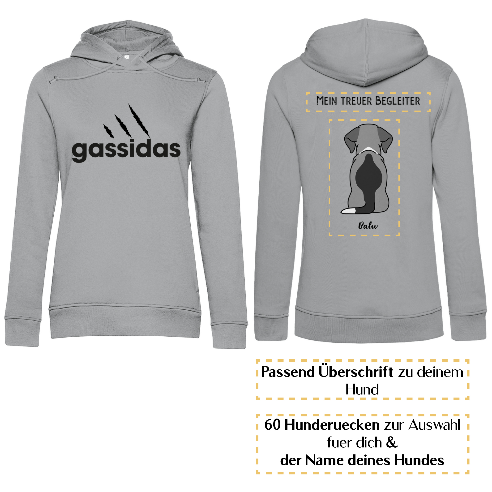 Gassidas basic modern schwarz – Hunderücken/ Damen Bio-Hoodie - Image 4