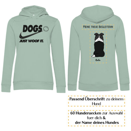 Dogs basic schwarz – Hunderücken/ Damen Bio-Hoodie
