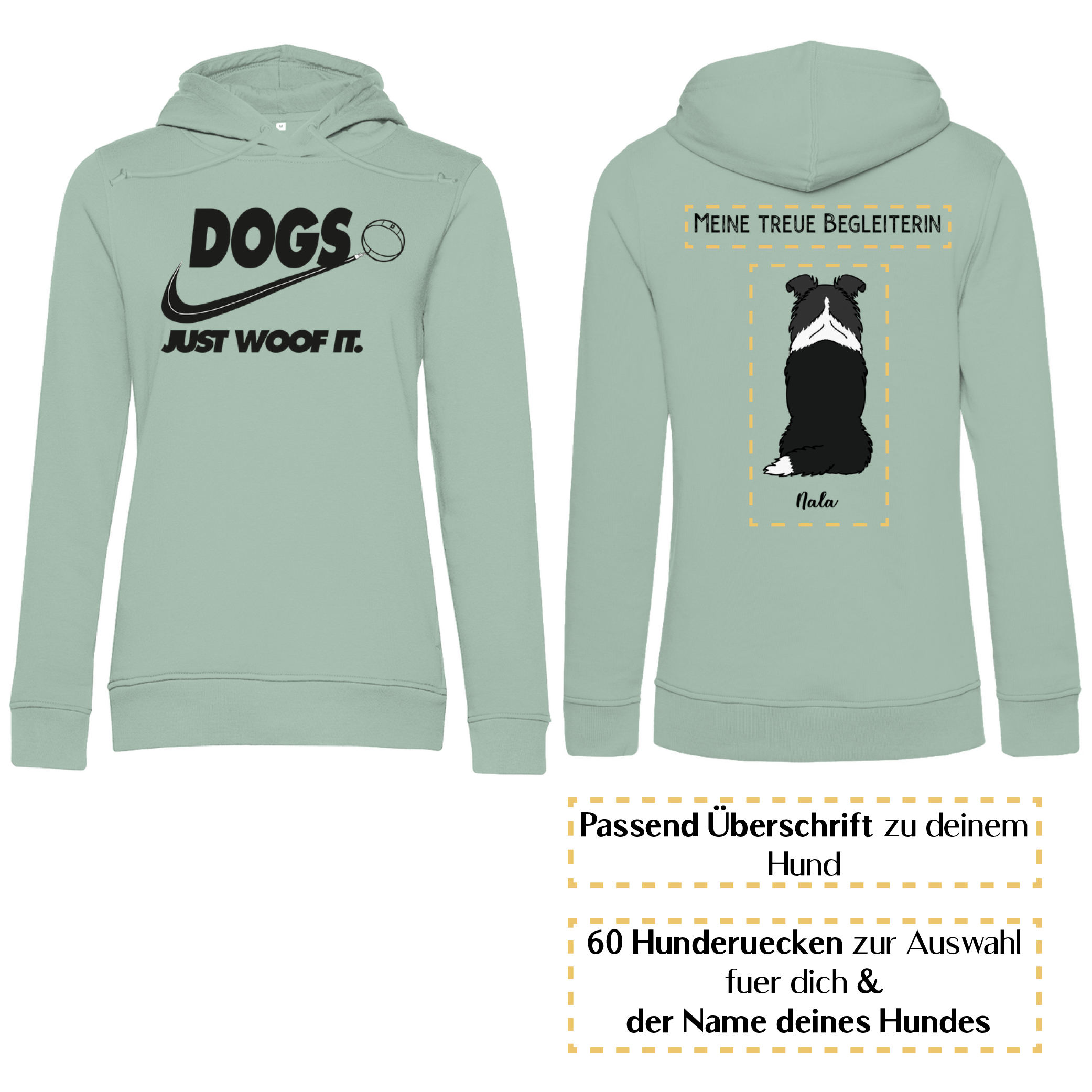 Dogs basic schwarz – Hunderücken/ Damen Bio-Hoodie