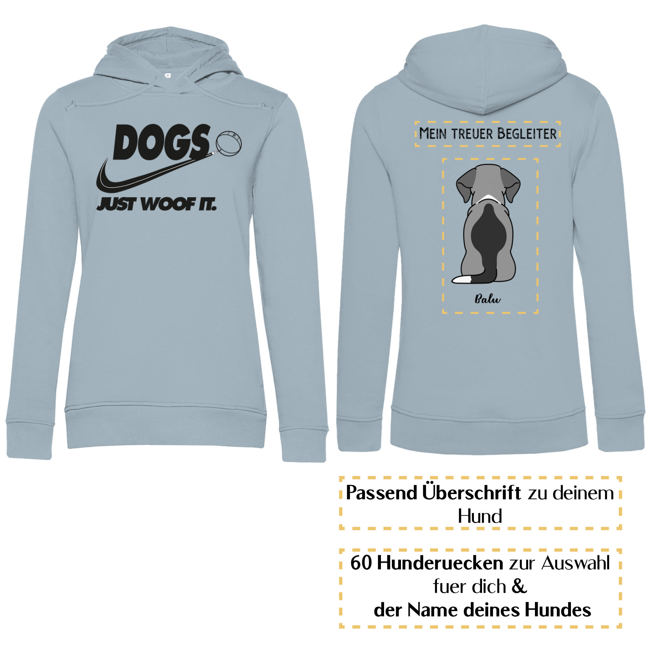 Dogs basic schwarz – Hunderücken/ Damen Bio-Hoodie - Image 5