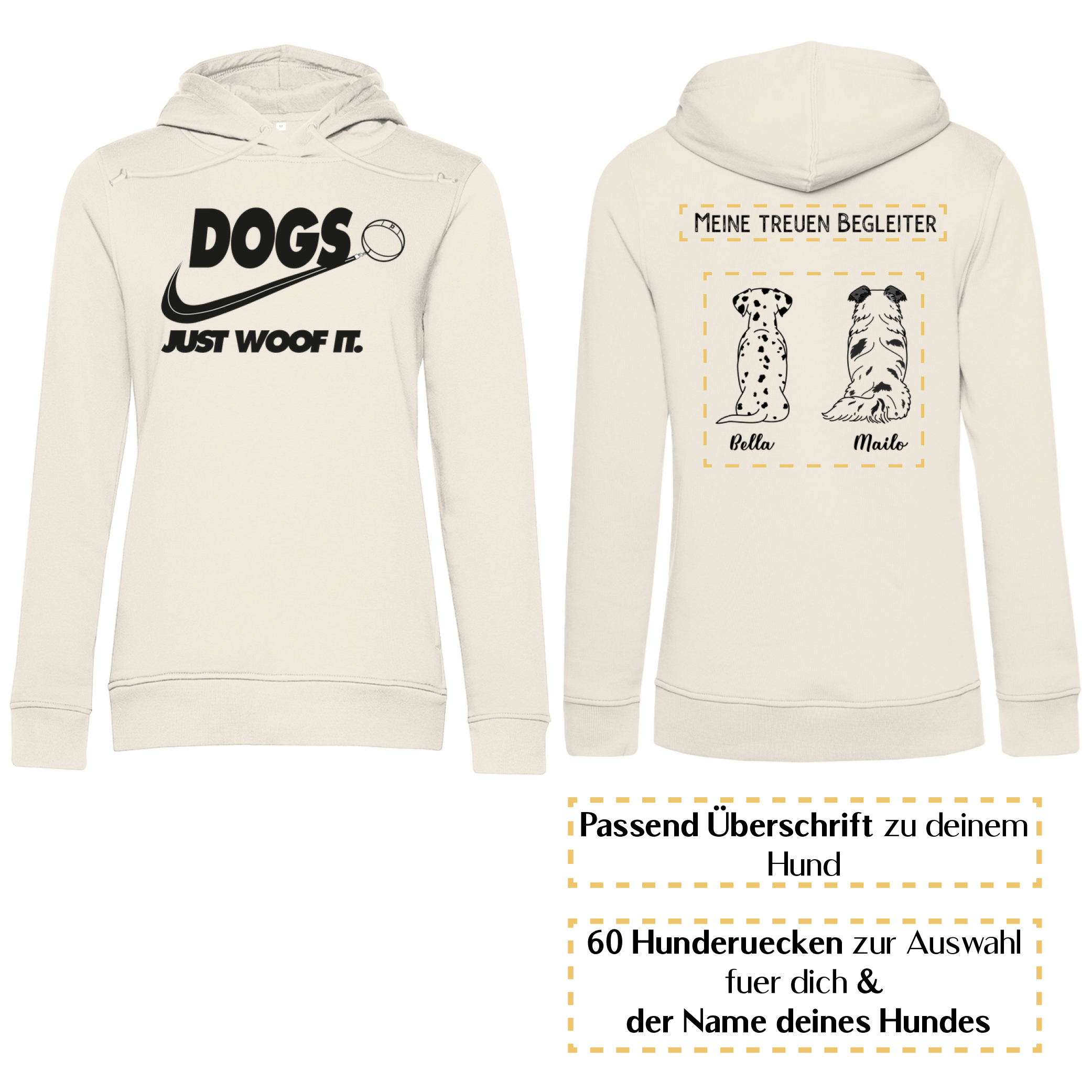 Dogs basic schwarz – Hunderücken/ Damen Bio-Hoodie - Image 4