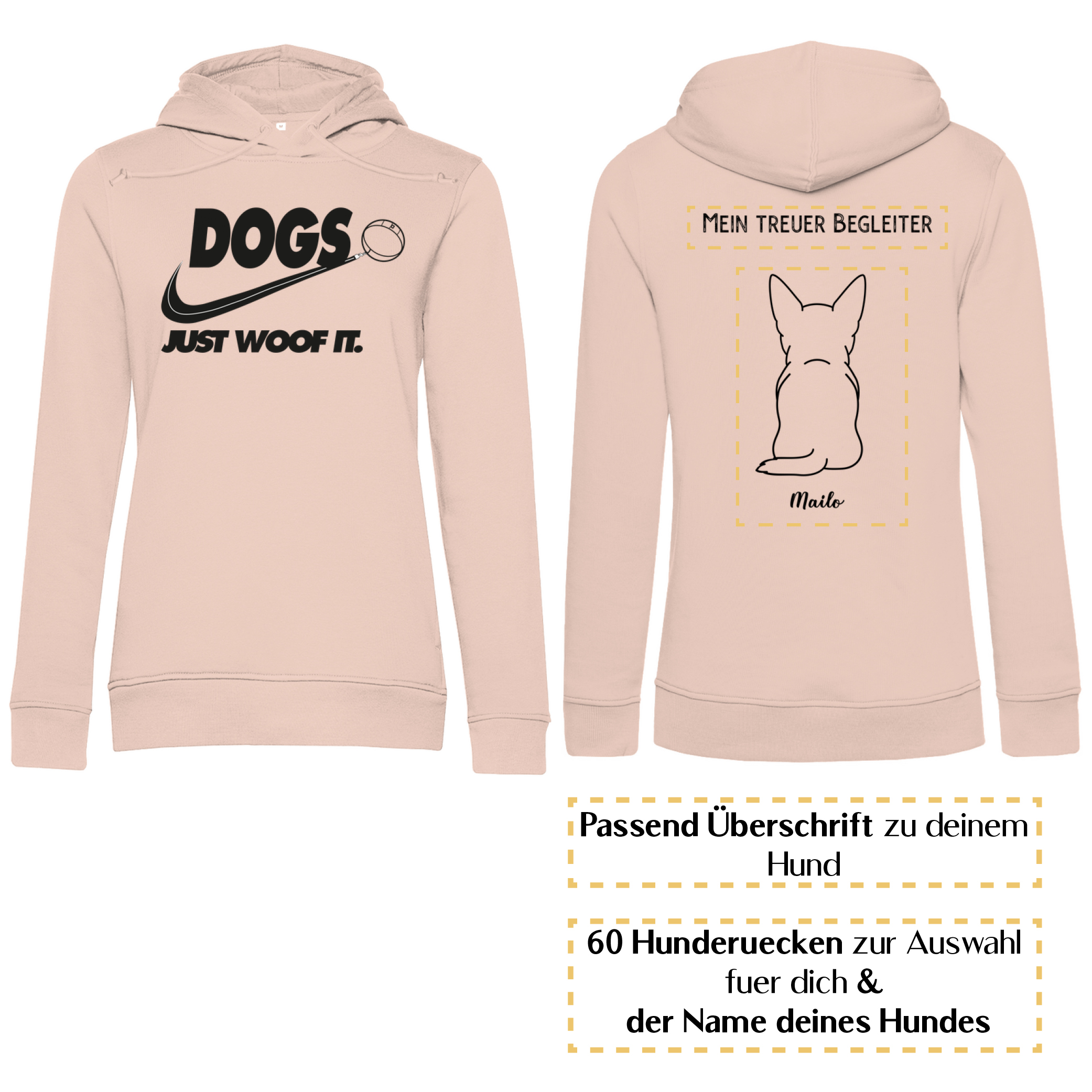 Dogs basic schwarz – Hunderücken/ Damen Bio-Hoodie - Image 8