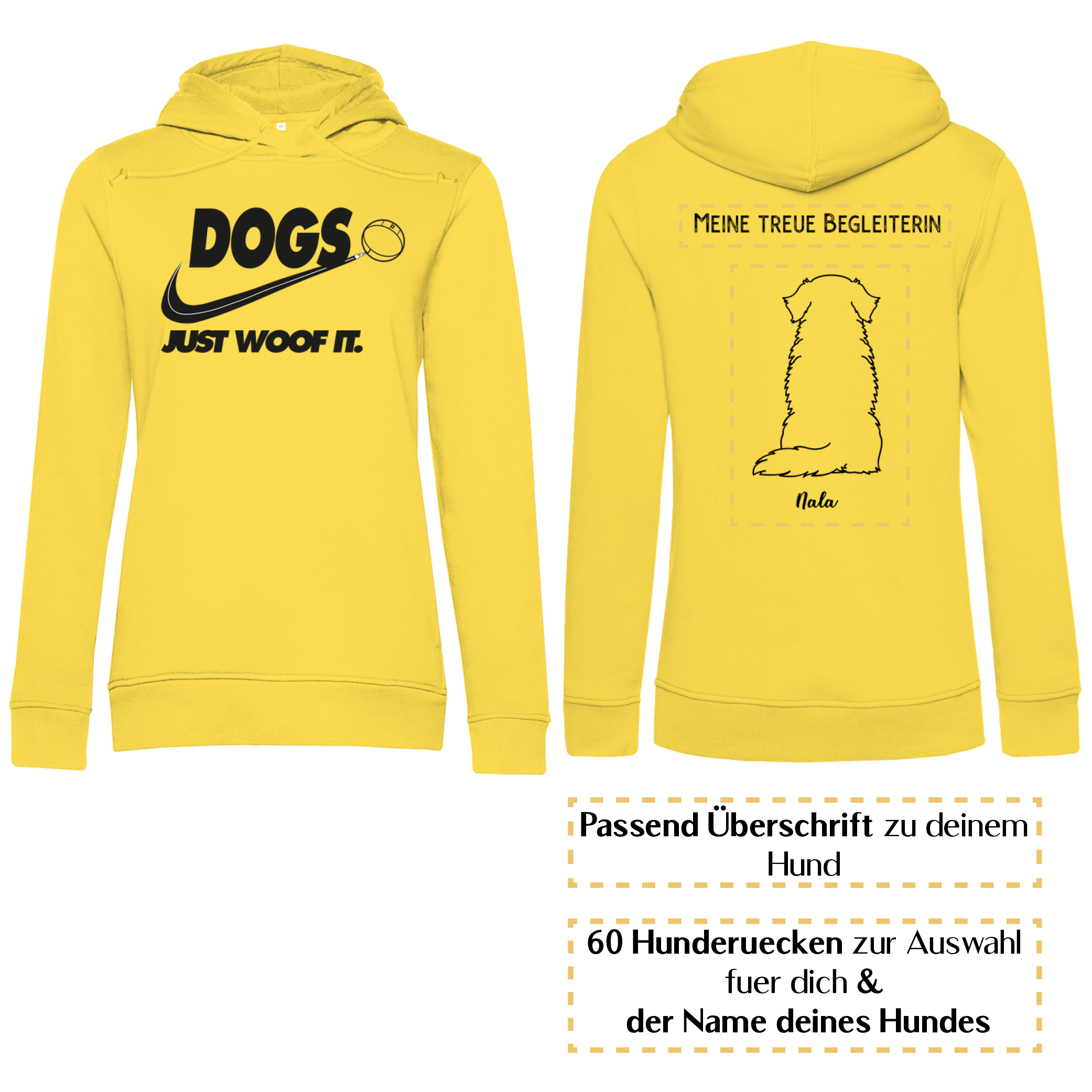 Dogs basic schwarz – Hunderücken/ Damen Bio-Hoodie - Image 7