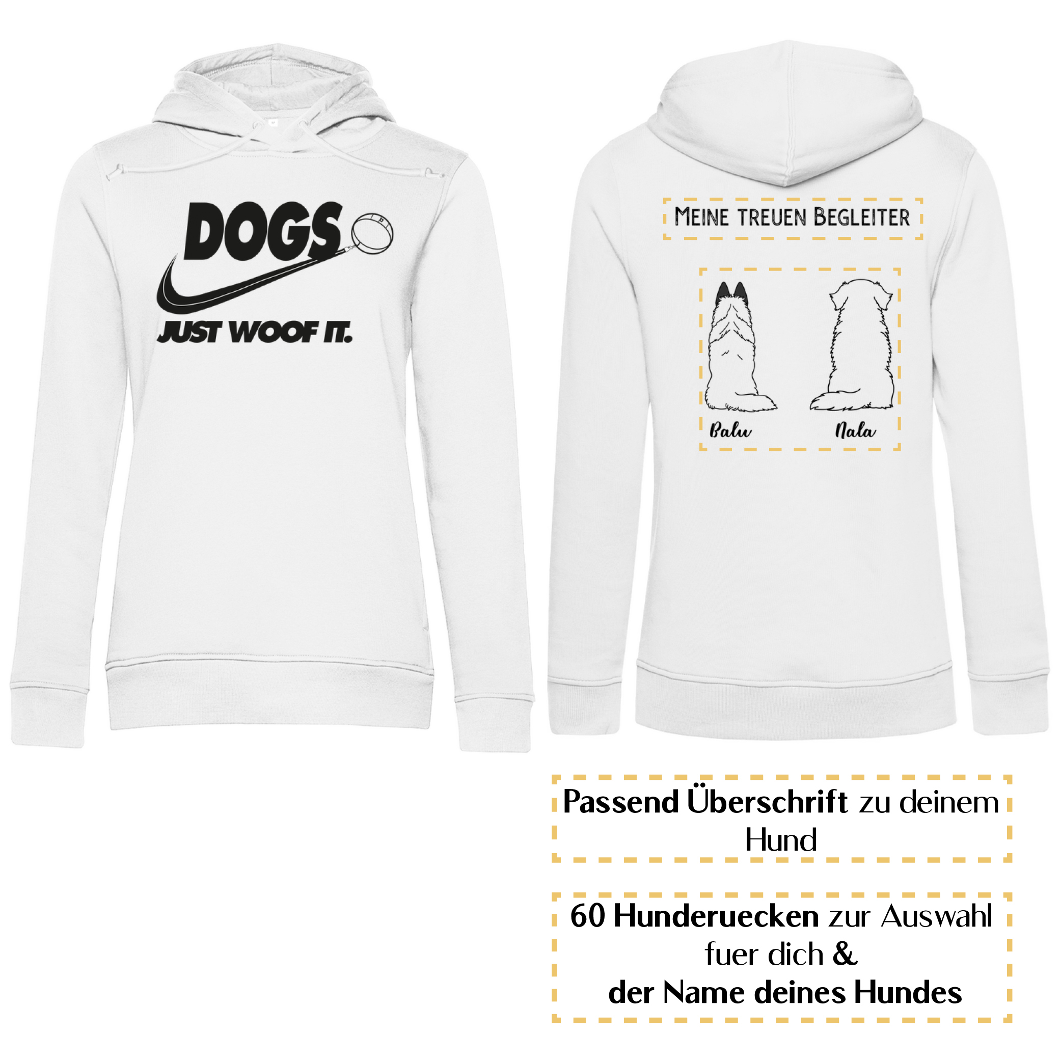 Dogs basic schwarz – Hunderücken/ Damen Bio-Hoodie - Image 3