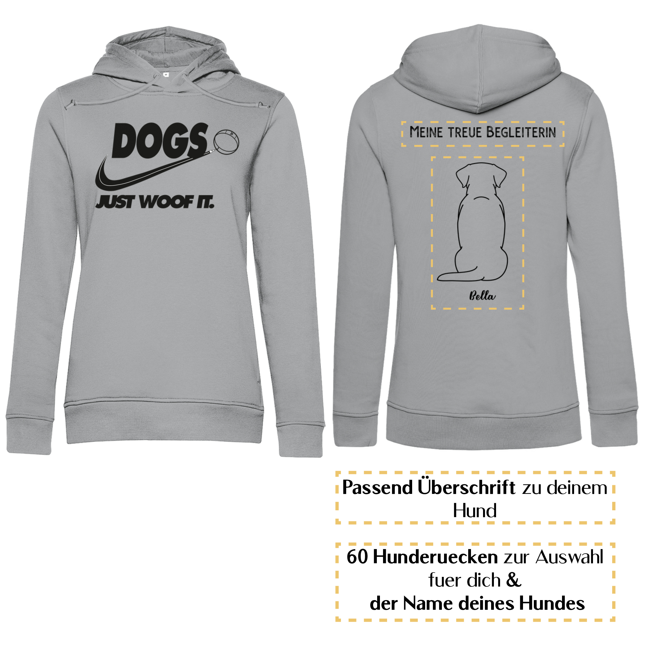 Dogs basic schwarz – Hunderücken/ Damen Bio-Hoodie - Image 6
