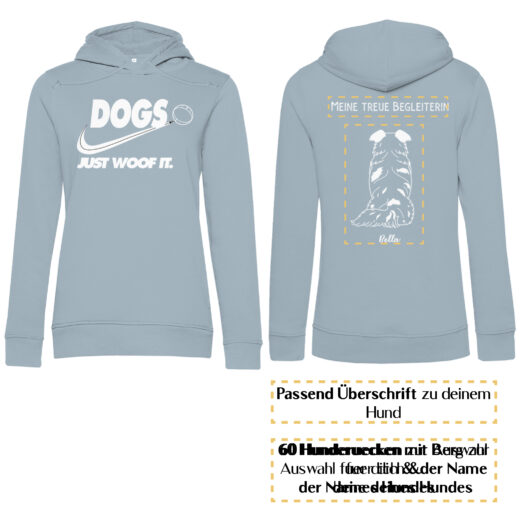 Dogs basic weiss – Hunderücken / Damen Bio-Hoodie