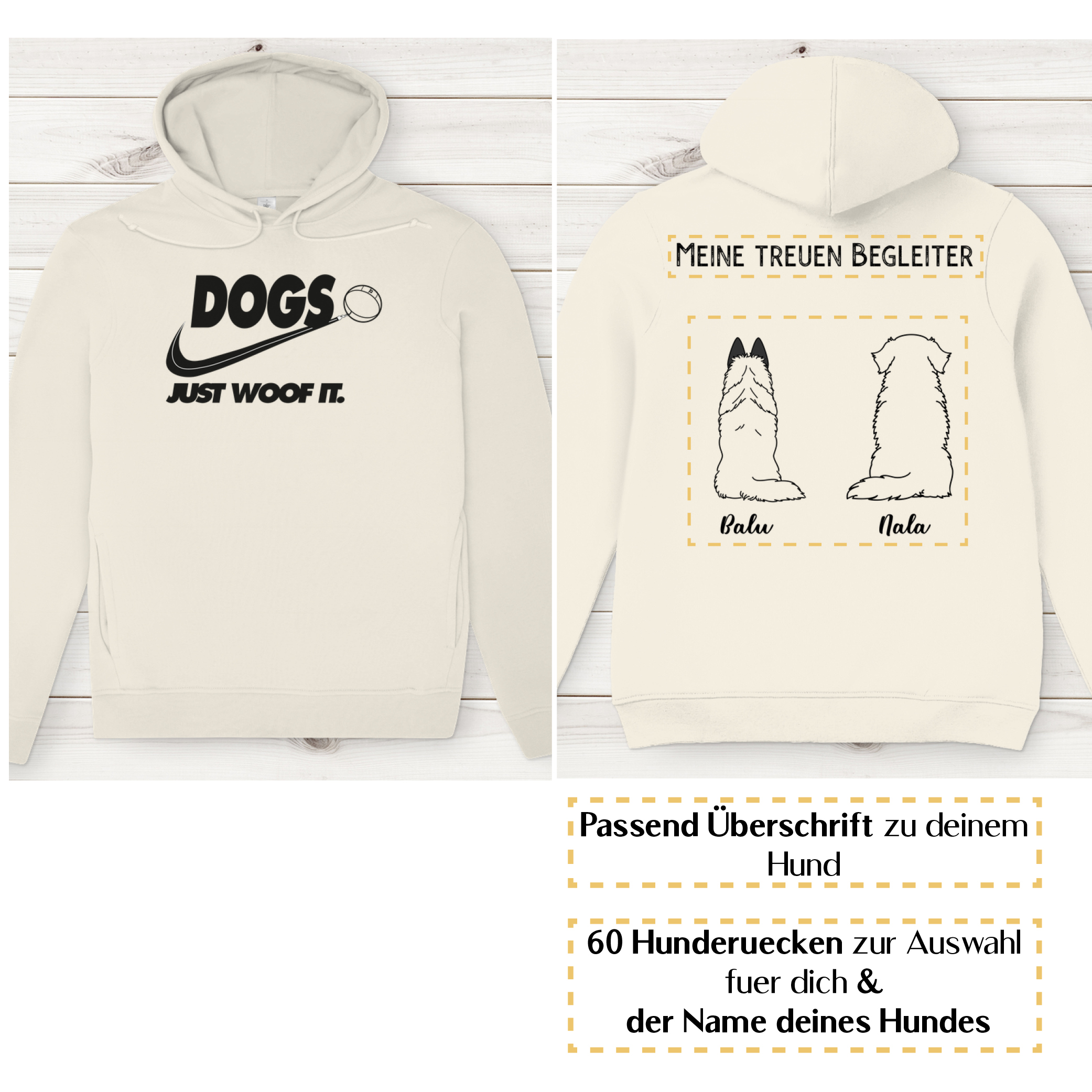 Dogs basic schwarz – Hunderücken / Herren Bio-Hoodie - Image 3