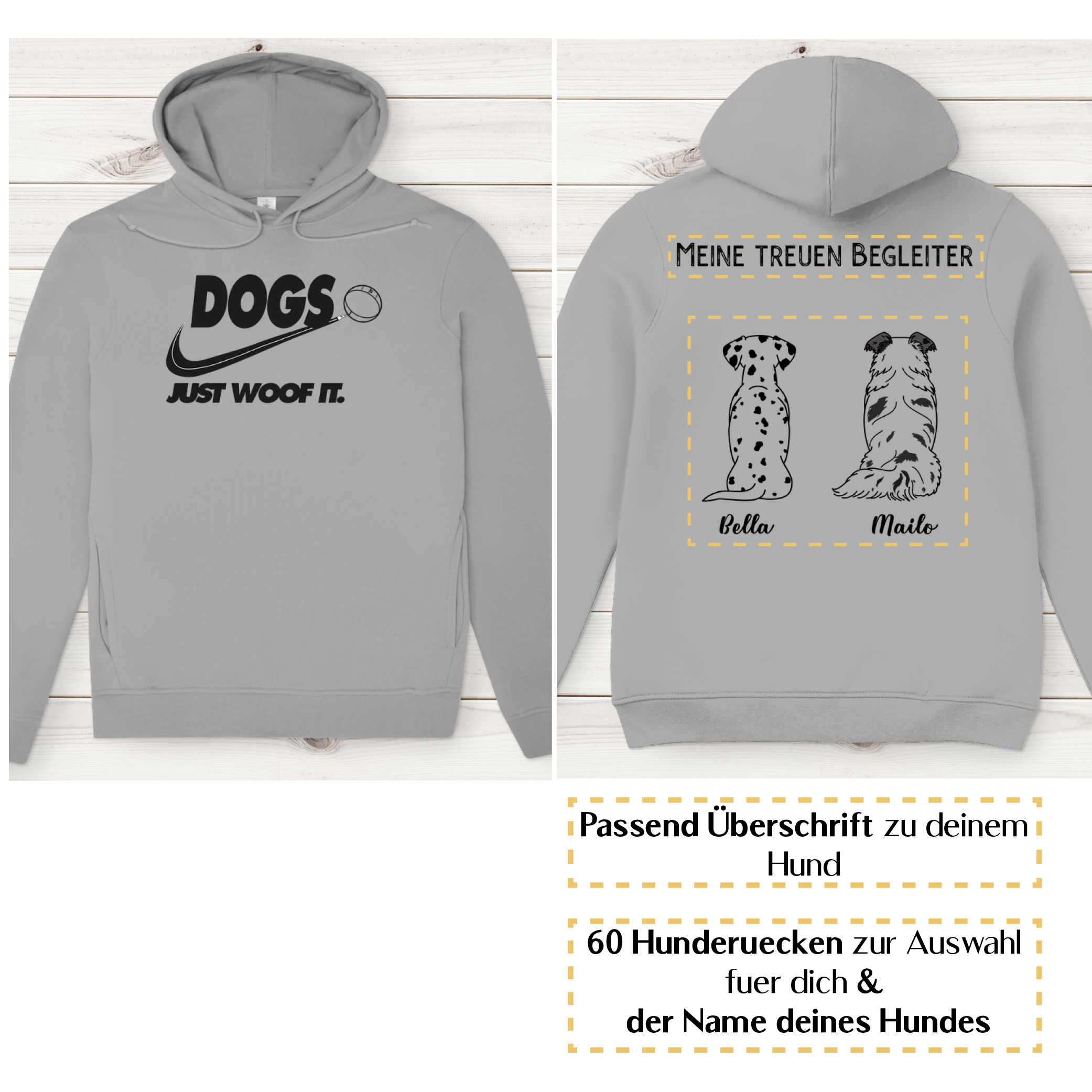 Dogs basic schwarz – Hunderücken / Herren Bio-Hoodie - Image 4