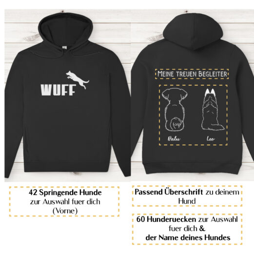 Wuff basic weiss – Hunderücken / Herren Bio-Hoodie